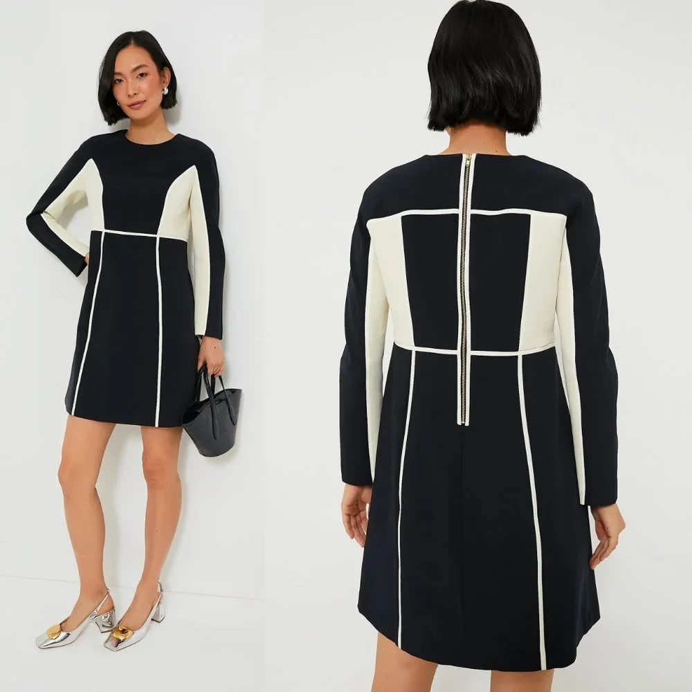 Tuckernuck NEW Navy and Cream Evie Long Sleeve Colorblock Mini Dress Size S